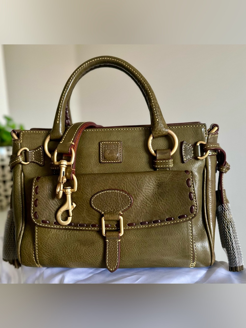 Dooney & Bourke Florentine Medium Pocket Satchel in Moss - Picture 3 of 16